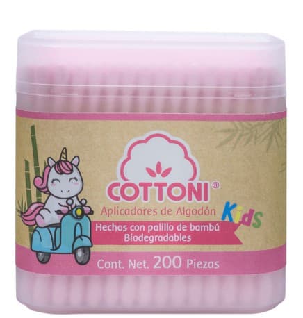 Aplicadores de Algodón Kids (cottoni) Col. Rosa Tarro C/200 Pzs.