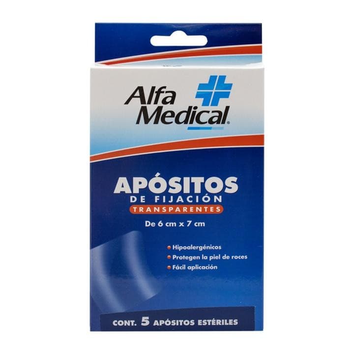 Apositos de Fijación Transparentes (alfa Medical) 6x7cm Cja. C/5 Pzs.