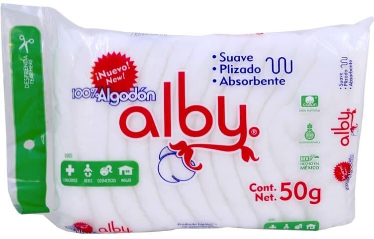 Algodon Absorbente Plisado (alby) Bolsa C/ 50 G.