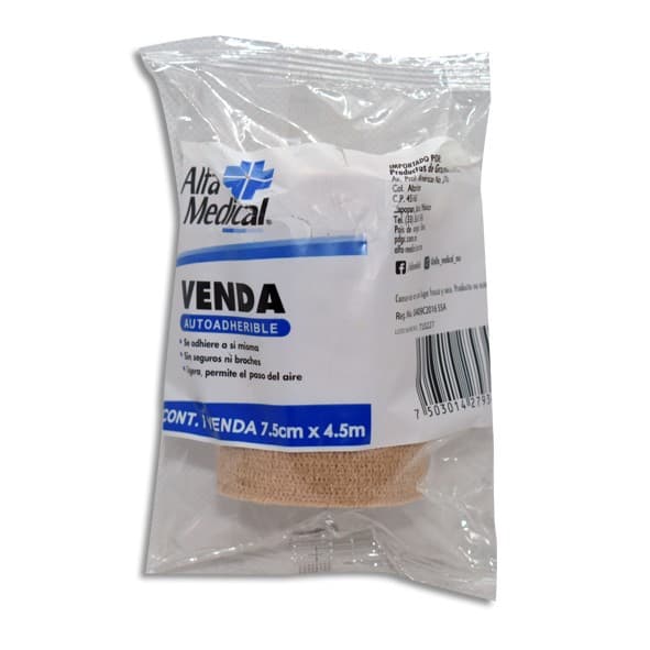 Venda Autoadherible (alfa Medical) Col. Piel 7.5cm. (3") X 4.5m. Bolsa C/1 Pza.