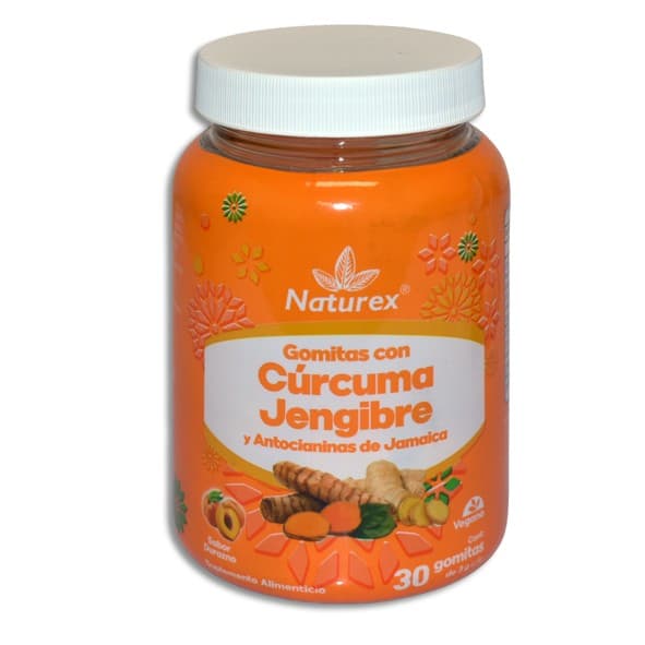 Cúrcuma/jengibre (naturex) Sab. Durazno Fco. C/30 Gomitas. 3 G.