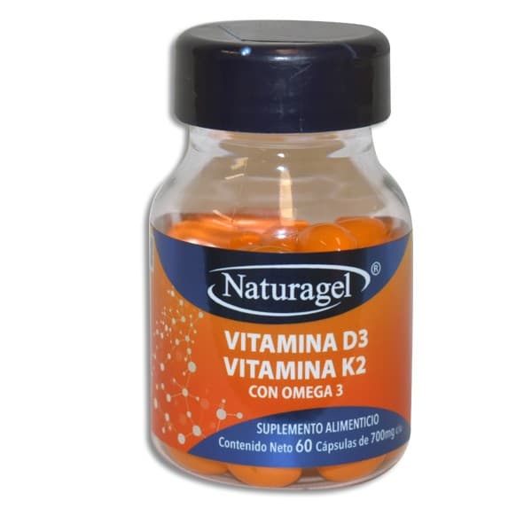 Vitamina D3/vitamina K2 con Omega 3 (naturagel) C/60 Caps. 700 Mg.