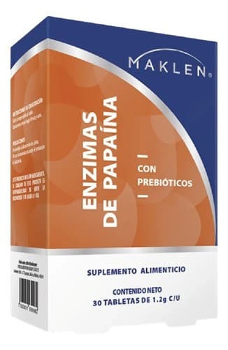 Enzimas de Papaína C/prebióticos (maklen) C/30 Tabs. 1.2 G.
