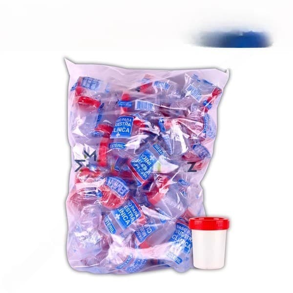 Vaso Estéril para Muestra Clínica (plasticare) Cap. 100 Ml. Bolsa C/50 Pzs.