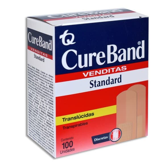 Cureband Venditas Regulares Col. Traslúcido 19x76mm. Cja. C/100 Pzs.