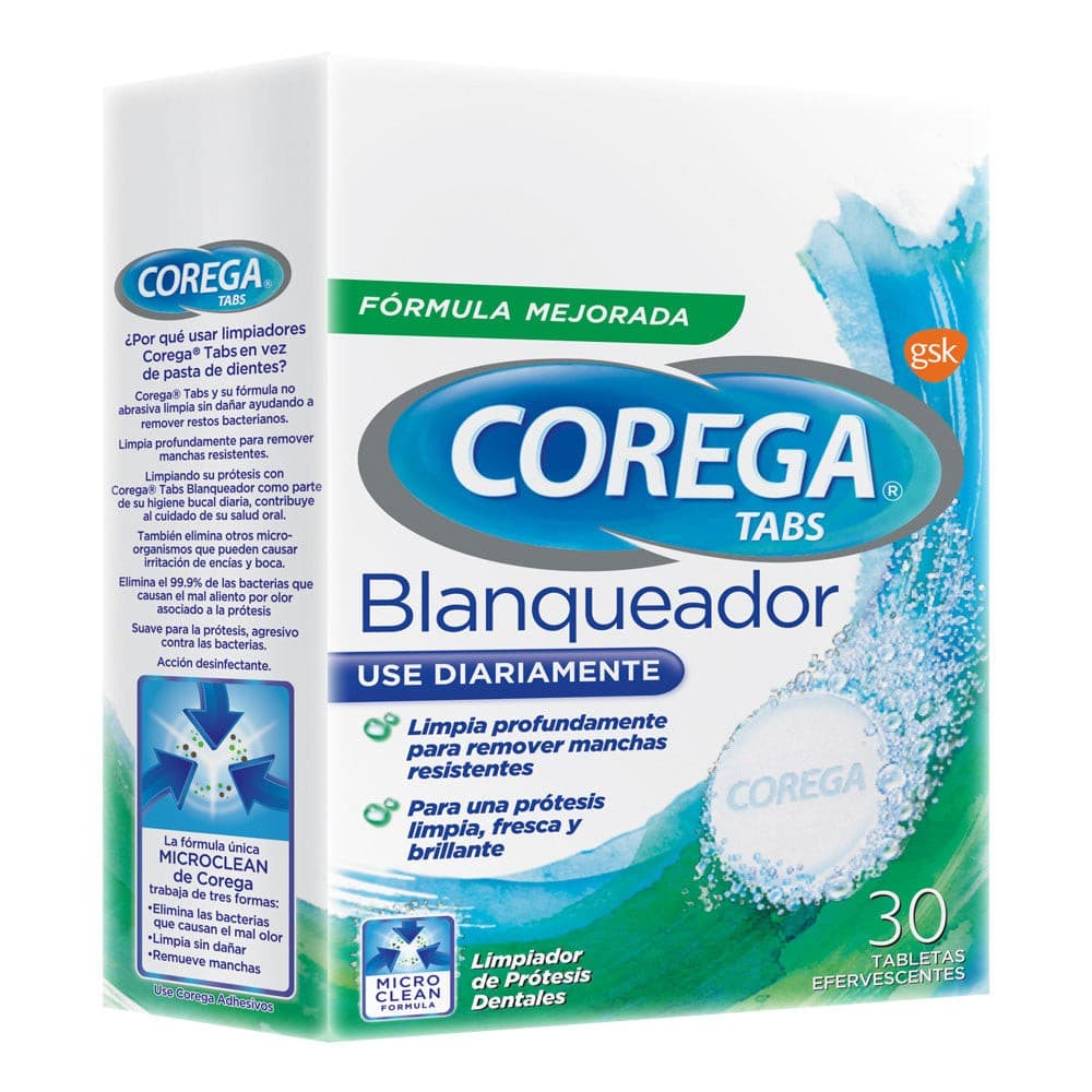 Corega Tabs Blanqueador C/mba C/30 Tabs. Efervs.