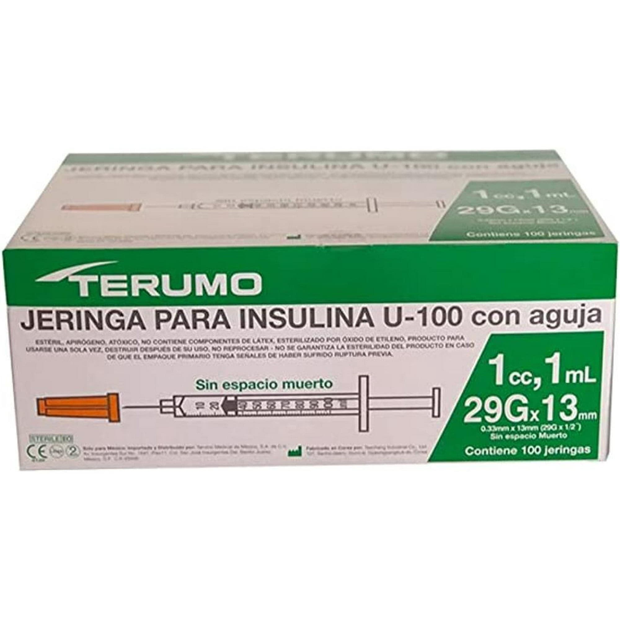 Jeringa 1ml. (terumo) Insulina C/aguja Integrada 29gx13mm. C/1 Pza.